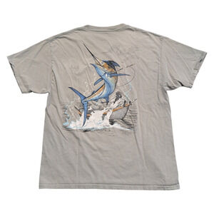 2010 Guy Harvey SwordFish and Fisherman in Row Boat Short Sleeve T shirt